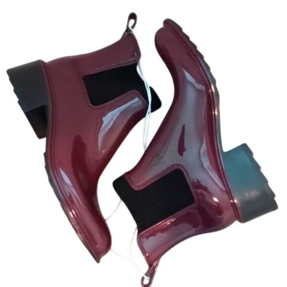 A New Day Burgundy Ankle Camille Heeled‎ Rain Boots NEW - Picture 1 of 4